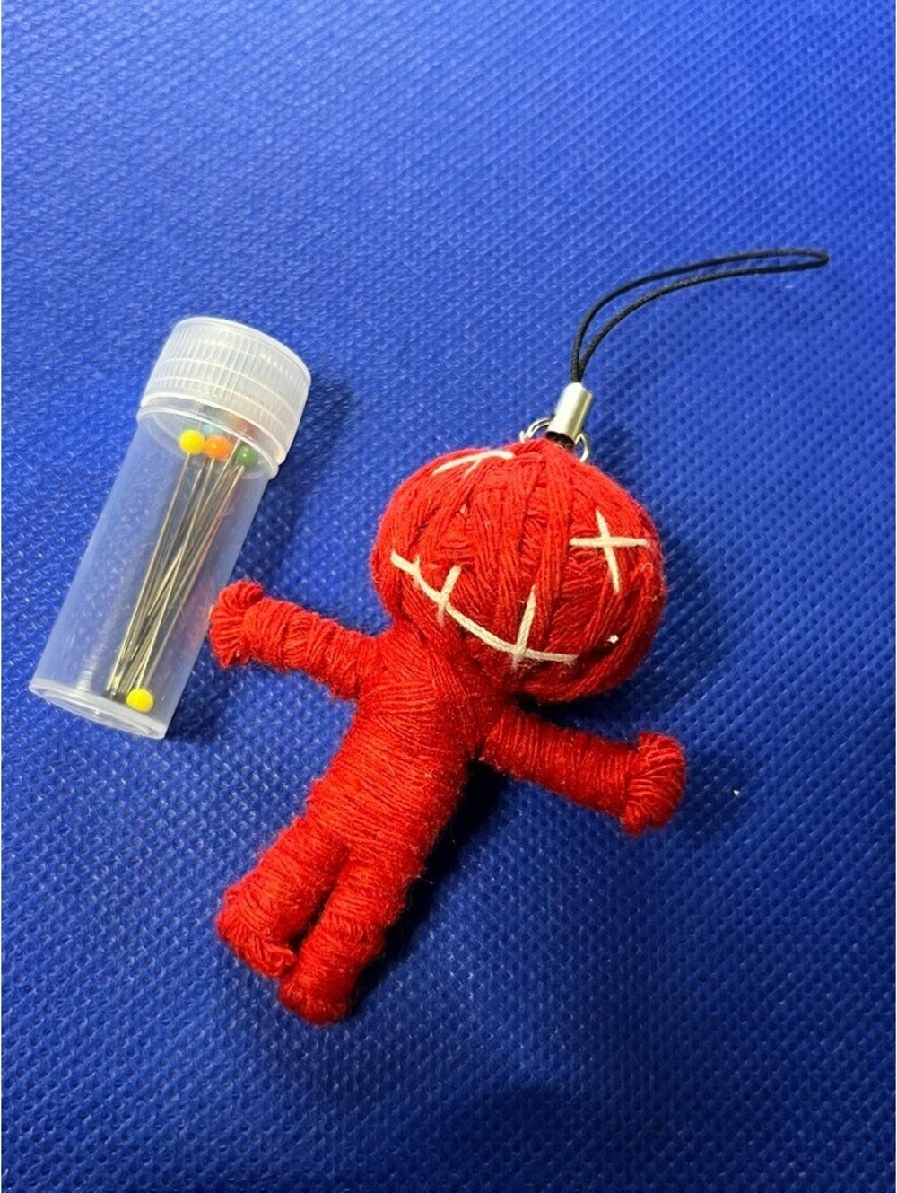 Cute Red Voodoo Doll Keychain Charm with Strap